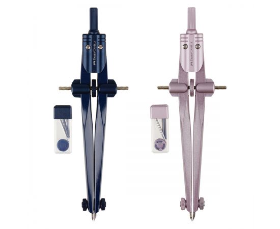 Циркуль Faber-Castell + грифели, пластиковый футляр,  цвет темно-синий., роз. золото 174545