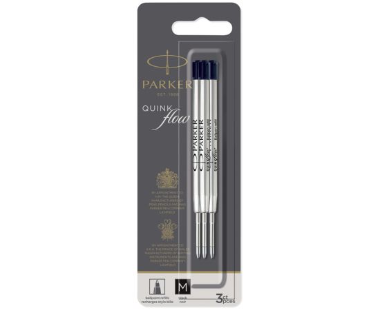 Стержень шариковый объемный Parker "QuinkFlow Ball Point" черный, 98мм, 1,0мм, метал. корпус, 3шт., блистер 2119151