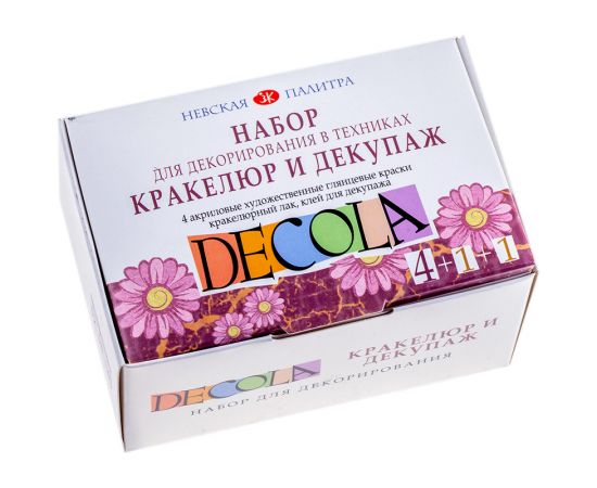 Набор для декорирования в технике кракелюр и декупаж Decola: глянц. акрил 4*20мл, кракел. лак 2*20мл 9541254