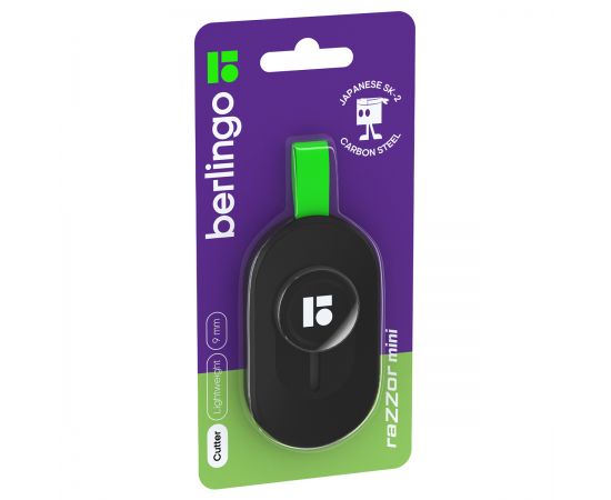 Нож канцелярский 9мм Berlingo "Razzor mini", push-lock, европодвес BM4143