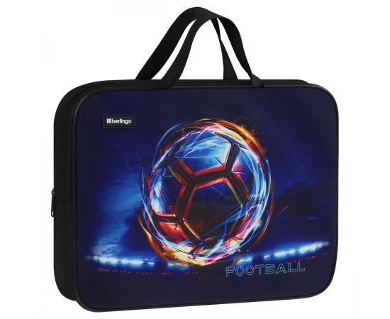 Папка текстильная с ручками 1 отделение, А4 Berlingo "Cyber Football", 350*265*80мм, текстиль, на молнии BR-FB-0503