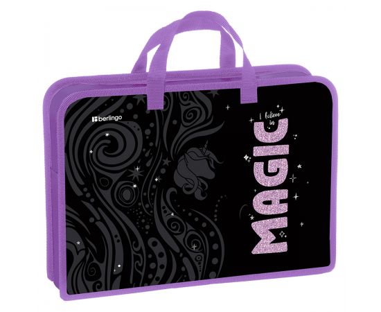 Папка с ручками 1 отделение, А4 Berlingo "Purple Magic", 340*245*75мм, пластик, на молнии BR-PT-A47537