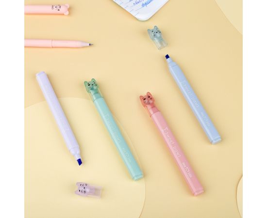 Набор текстовыделителей MESHU "Paw pastel", 04цв., пастельные цвета, 1-4мм, блистер с европодвесом MS_55400
