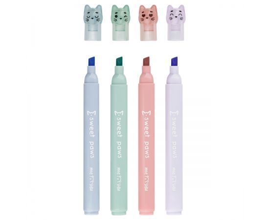 Набор текстовыделителей MESHU "Paw pastel", 04цв., пастельные цвета, 1-4мм, блистер с европодвесом MS_55400