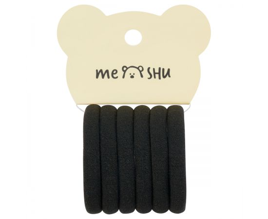 Резинки для волос MESHU "Essence", черные, 6шт., диаметр 4см, европодвес MS_60526