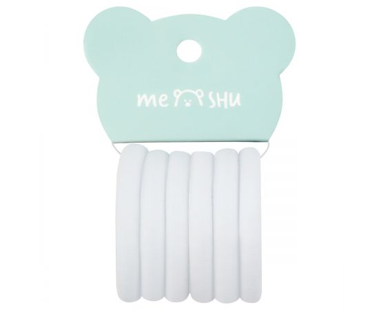 Резинки для волос MESHU "Essence", белые, 6шт., диаметр 4см, европодвес MS_60528