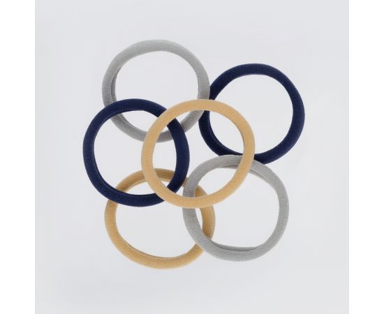 Резинки для волос MESHU "Essence", бежевые, серые, темно-синие, 6шт., диаметр 4см, европодвес MS_60530