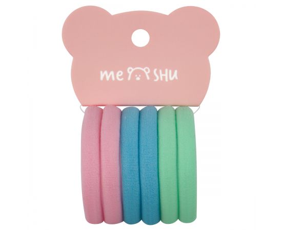 Резинки для волос MESHU "Essence", пастельные ассорти, 6шт., диаметр 4см, европодвес MS_60534