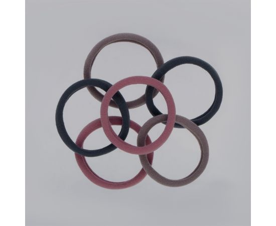 Резинки для волос MESHU "Essence thin", винные, коричневые, графитовые, 6шт., диаметр 4см, европодвес MS_60536