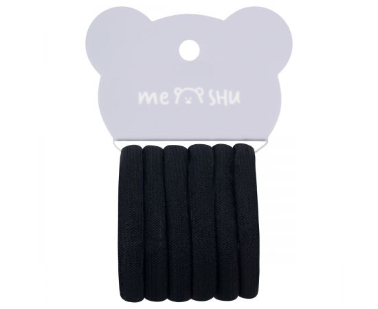 Резинки для волос MESHU "Essence thin", черные, 6шт., европодвес MS_60540