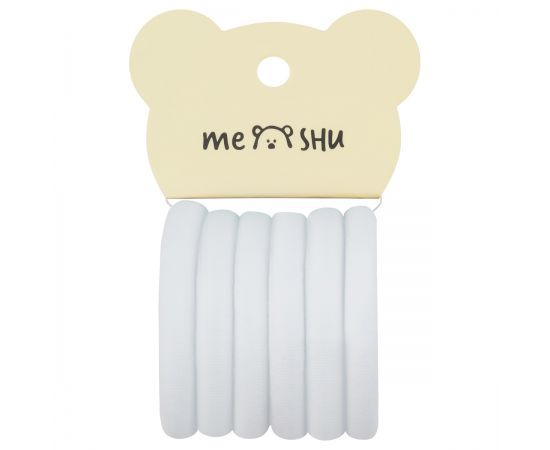 Резинки для волос MESHU "Essence thin", белые, 6шт., диаметр 4см, европодвес MS_60542