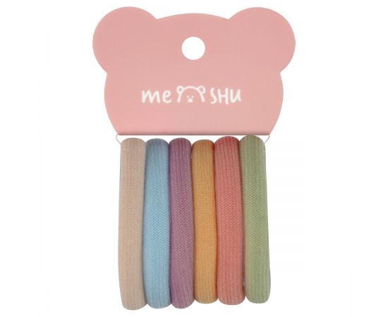 Резинки для волос MESHU "Essence thin", пастельные ассорти, 6шт., диаметр 4см, европодвес MS_60544