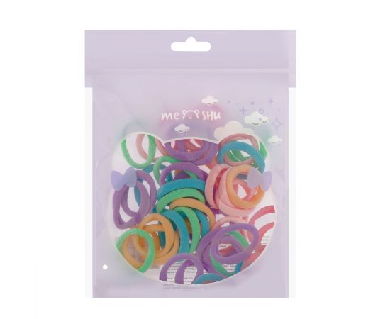 Резинки для волос MESHU, пастельные ассорти, 40шт., диаметр 2,5см, европодвес MS_60556