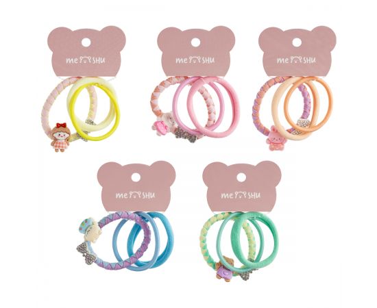 Резинки для волос MESHU, ассорти текстур, 3шт., европодвес MS_60566