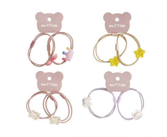 Резинки для волос MESHU, тонкие с топпером, ассорти, 2шт., диаметр 5см, европодвес MS_60568