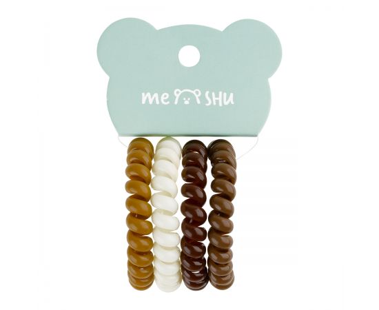 Резинки для волос MESHU, пружинки, коричневые ассорти, 4шт., диаметр 4,5см, европодвес MS_60572