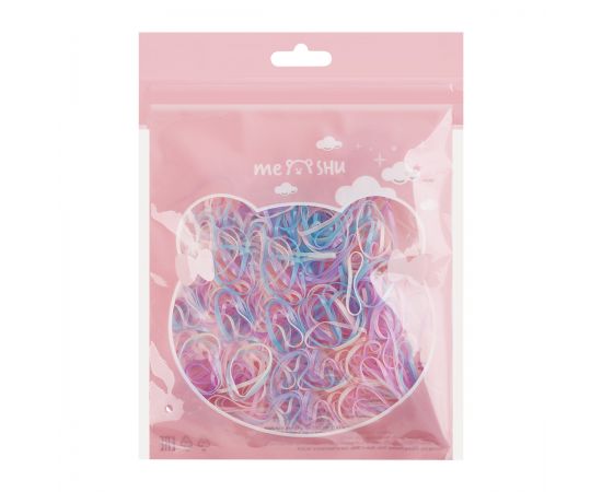 Резинки для волос MESHU, пастельные ассорти, 300шт., диаметр 2см, европодвес MS_60592