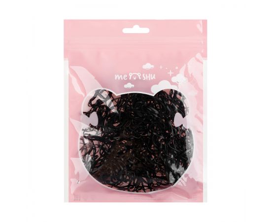 Резинки для волос MESHU, черные, 300шт., диаметр 2см, европодвес MS_60596