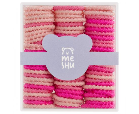 Резинки для волос MESHU, тонкие, розовые ассорти, диаметр 2см, 90шт., пластиковый бокс MS_60602