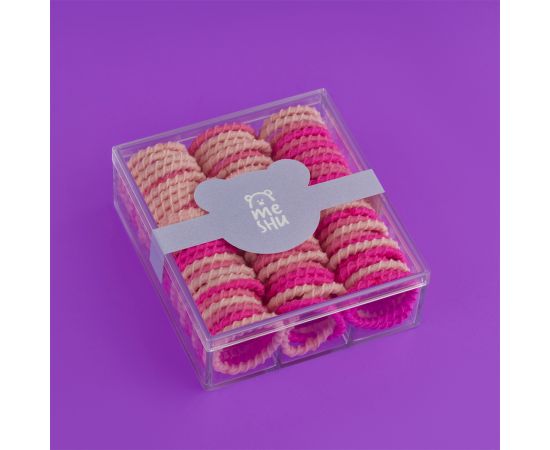 Резинки для волос MESHU, тонкие, розовые ассорти, диаметр 2см, 90шт., пластиковый бокс MS_60602