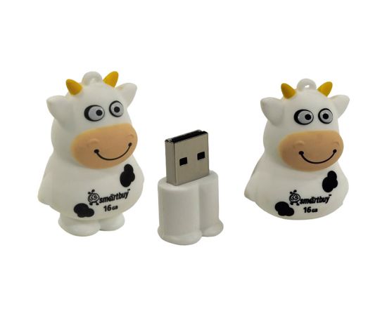 Память Smart Buy "Wild series" Коровка  16GB, USB 2.0 Flash Drive, белый SB16GBCow