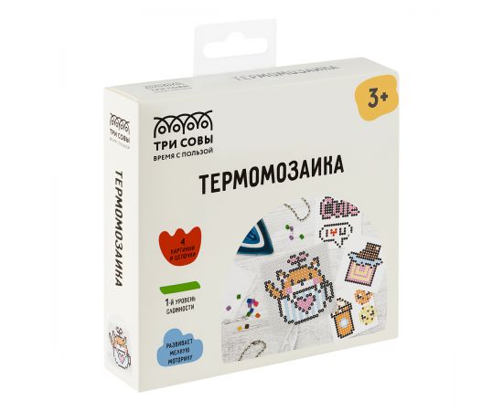 Термомозаика ТРИ СОВЫ "Котик", набор инструментов и аксессуаров, трафареты, картонная коробка ThB_55655