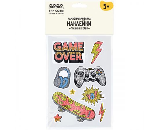 Алмазная мозаика, наклейки ТРИ СОВЫ "Главный герой", пакет с европодвесом АМН_48218