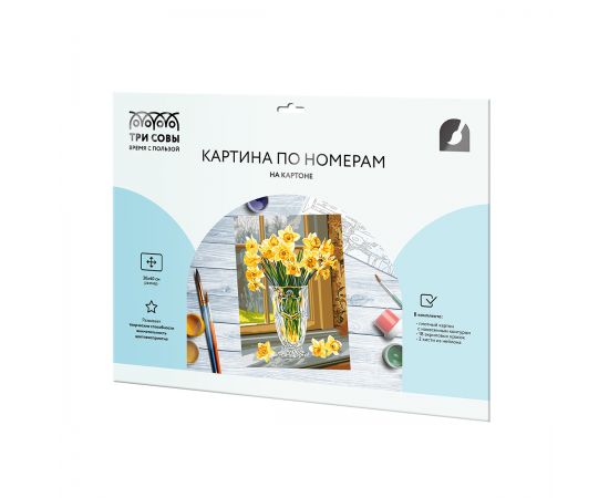 Картина по номерам на картоне ТРИ СОВЫ "Нарциссы", 30*40, с акриловыми красками и кистями КК3040_57379