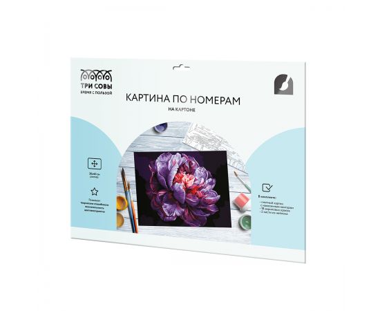 Картина по номерам на картоне ТРИ СОВЫ "Сиреневый пион", 30*40, с акриловыми красками и кистями КК3040_57382