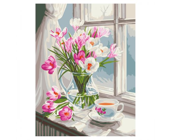 Картина по номерам на картоне ТРИ СОВЫ "Первые подснежники", 30*40, с акриловыми красками и кистями КК3040_57387