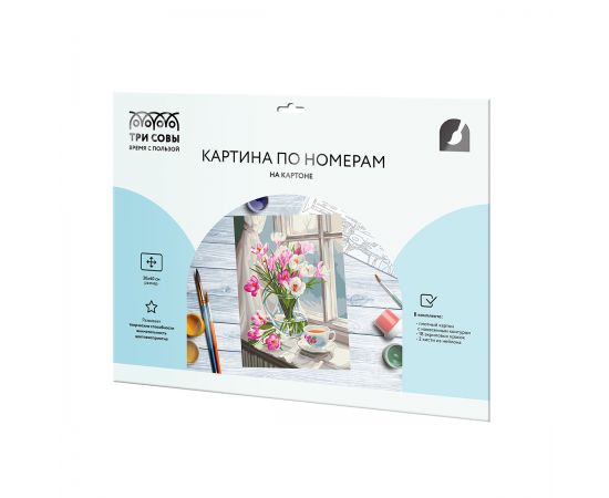 Картина по номерам на картоне ТРИ СОВЫ "Первые подснежники", 30*40, с акриловыми красками и кистями КК3040_57387