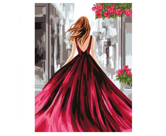 Картина по номерам на картоне ТРИ СОВЫ "Девушка в вечернем платье", 30*40, с акриловыми красками и кистями КК3040_57396