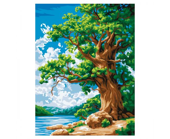 Картина по номерам на картоне ТРИ СОВЫ "Дуб у озера", 30*40, с акриловыми красками и кистями КК3040_57397