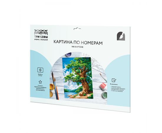 Картина по номерам на картоне ТРИ СОВЫ "Дуб у озера", 30*40, с акриловыми красками и кистями КК3040_57397
