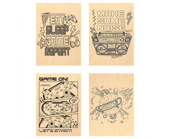 Набор досок для выжигания и росписи по дереву ТРИ СОВЫ "Главный герой", 4шт., 15*21см, пакет с европодвесом НВ_56782