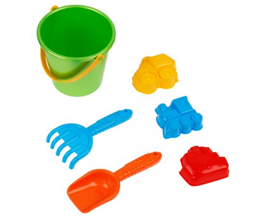 Набор для песка ТРИ СОВЫ "Транспорт", 6 предметов (ведро, грабли, совок, 3 формочки) ПИО 007