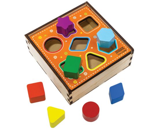 Развивающая игрушка ТРИ СОВЫ Сортер "Фигуры в шкатулке", дерево, 7 деталей РИ_46533