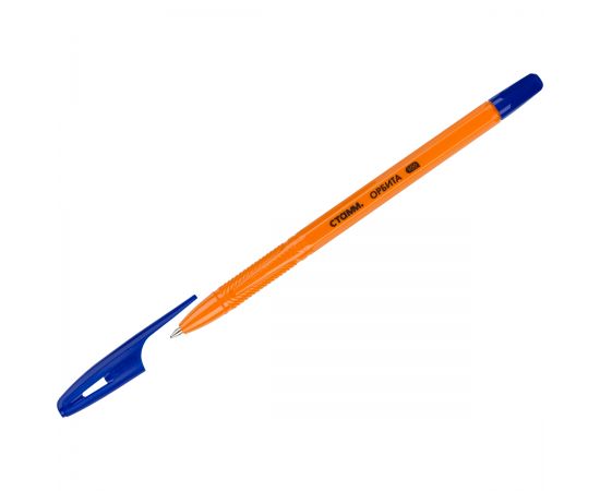 Ручка шариковая СТАММ "Орбита 100" синяя, 0,7мм, оранжевый корпус РШ-30140