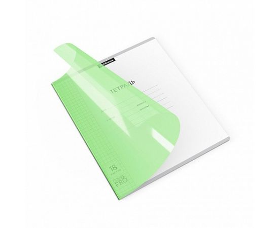 Тетрадь школьная ученическая с пластиковой обложкой на скобе ErichKrause Классика CoverPrо fizzy, Neon, зеленый, А5+, 18 листов, клетка 018015254-56366