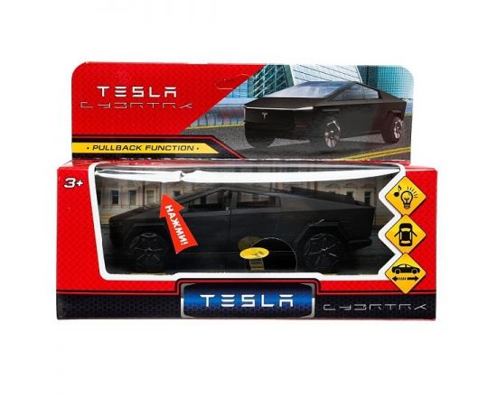 Машина металл свет-звук tesla cybertruck 13,7см, дв,ин,МАТОВЫЙ черный 383478 383478