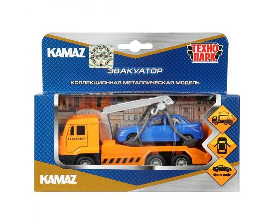 Машина металл KAMAZ ЭВАКУАТОР, 12 см,дв.,подв.дет.,инер.+машина 7,5 см 392198 392198