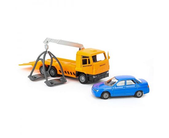 Машина металл KAMAZ ЭВАКУАТОР, 12 см,дв.,подв.дет.,инер.+машина 7,5 см 392198 392198