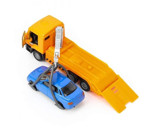 Машина металл KAMAZ ЭВАКУАТОР, 12 см,дв.,подв.дет.,инер.+машина 7,5 см 392198 392198