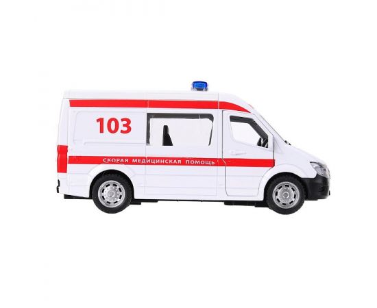 Машина металл свет-звук СКОРАЯ ПОМОЩЬ 14,5см, двери, багаж, инерц, бел 394897 394897