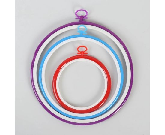 Пяльцы для вышивания с подвесом, d=11/17/21 см, 3 шт., разноцветные 537343