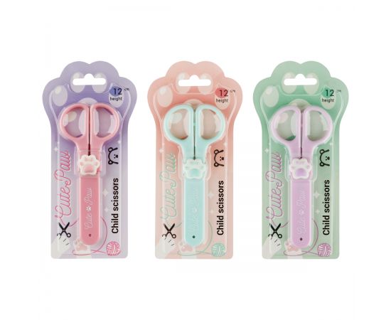 Ножницы детские MESHU "Paw" с топпером, 12см, в футляре, блистер, европодвес, ассорти MS_64905