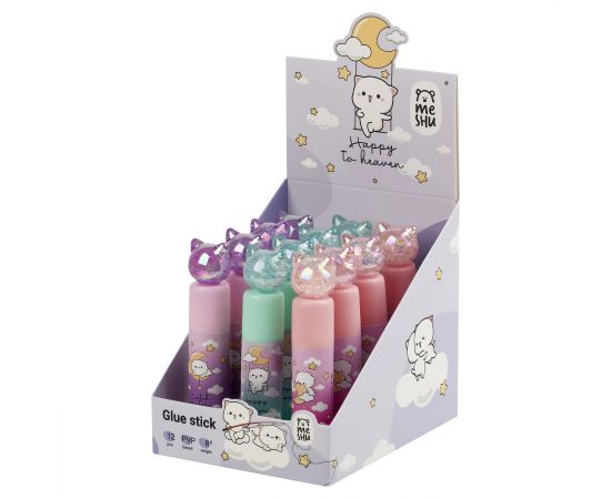 Клей-карандаш MESHU с топпером "Crystal Kitten", 8г, дисплей бокс, ПВП, ассорти MS_65160