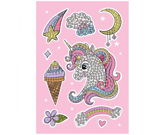 Алмазная мозаика, наклейки ТРИ СОВЫ "Единорожка", пакет с европодвесом АМН_48210