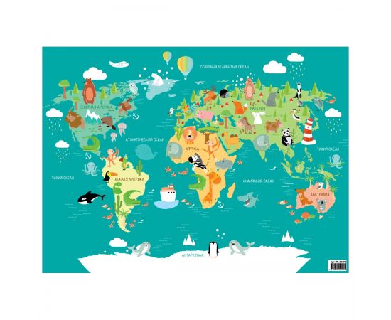 Настольное покрытие детское ArtSpace "World map", А3+ ПП_06202