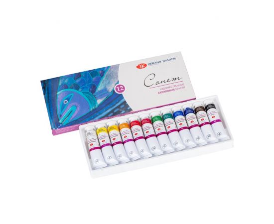 Сонет Набор акрил картон/коррекс 12 шт х18мл 28411326